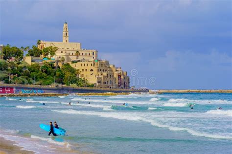 Scene of the Beach, and Old Jaffa. Tel-Aviv Editorial Photo - Image of east, beach: 278997001