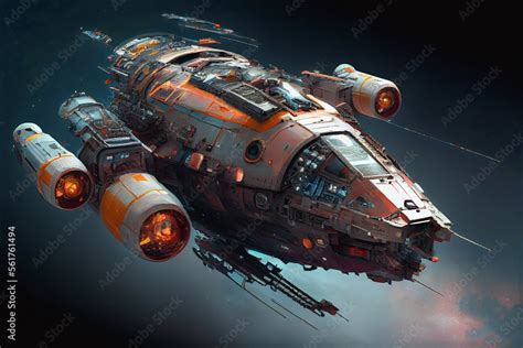 sci-fi spaceship space ship transport intergalactic travel concept art, generative ai Stock ...