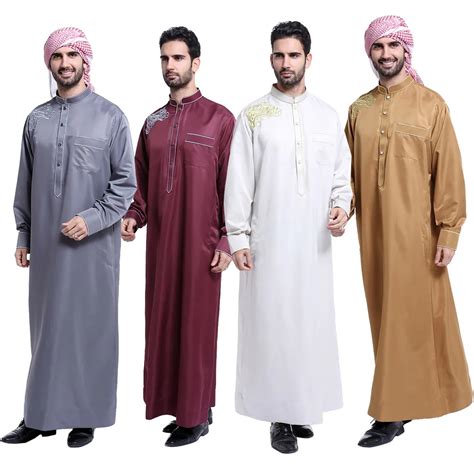 2017 Saudi Style Mens Fashion Thobe Abaya Robe Daffah Dishdasha Kaftan ...