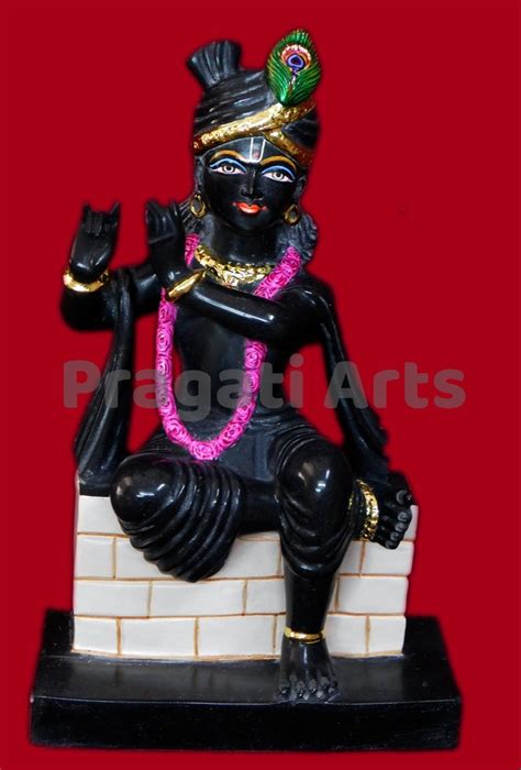 Painted Hindu Black Krishna Statue, For Worship, Size/Dimension: 15 ...