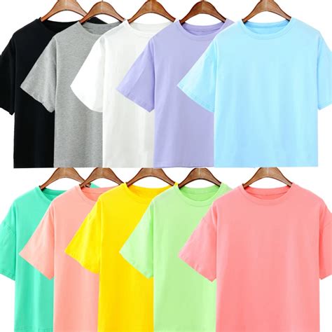 High Quality 12 Color Brief T Shirt Women Cotton Elastic Basic Candy Colors T shirts Female ...