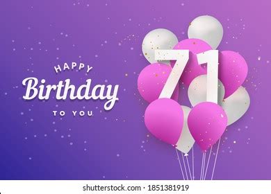 Happy 71th Birthday Balloons Greeting Card Stock Illustration 1851381919 | Shutterstock