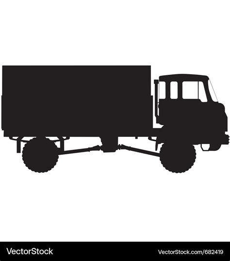 Army truck silhouette Royalty Free Vector Image