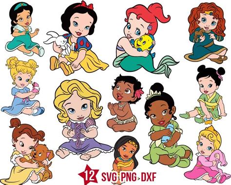 Disney princesses babies svg, princess baby svg, disney birthday | BOXMEDIART Svg Cut Files and ...