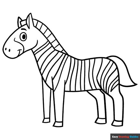 Cartoon Zebra Coloring Page | Easy Drawing Guides