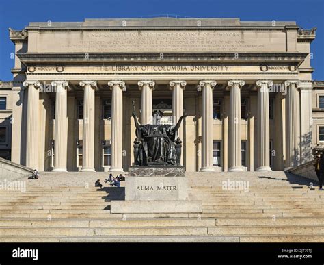 Alma Mater, bronze sculpture on steps leading to Low Memorial Library on Morningside Heights ...