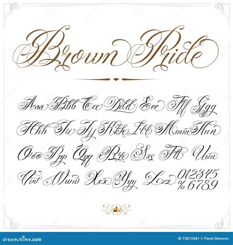 Brown Pride Tattoo Font stock vector. Illustration of italics - 73812081