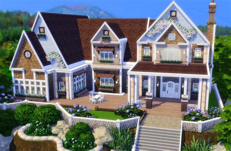 A family mansion I built with the new terrain tools : Sims4