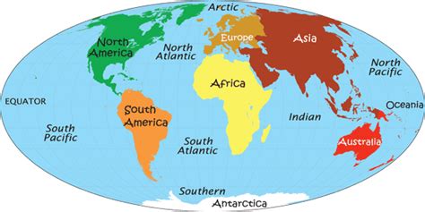 World Map With Continents Labeled