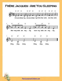 Frère Jacques (Are You Sleeping) - lyrics, videos & free sheet music for piano