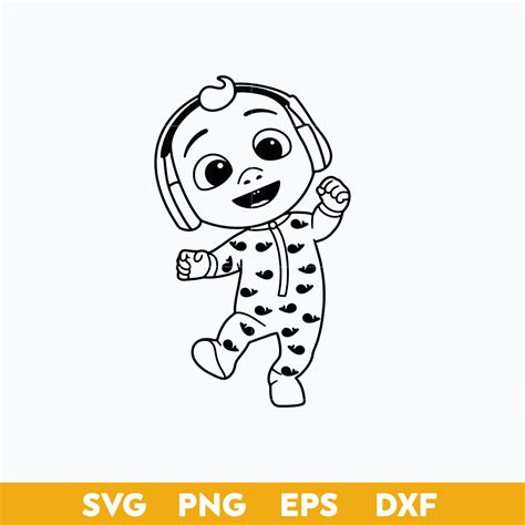 JJ Baby Cocomelon Outline Svg, Cocomelon Vector, Cocomelon S | Inspire ...