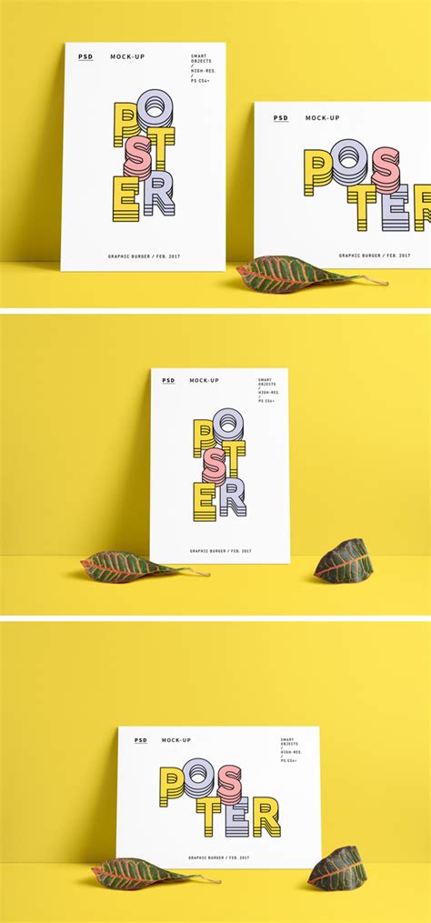 Poster MockUp PSD [Portrait + Landscape] | GraphicBurger