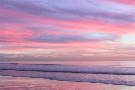 Pink Sunset Clouds Beach