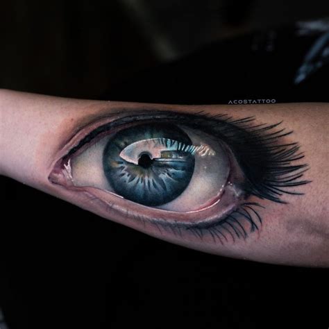 Realistic Eye Tattoo on Forearm by Andrés Acosta