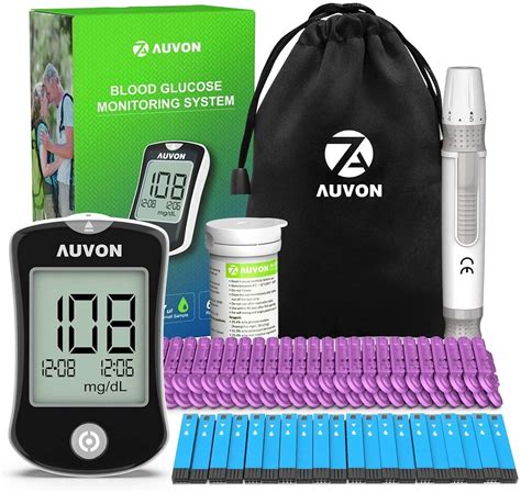 Amazon.com: AUVON Blood Glucose Monitor Kit, High Accuracy Blood Sugar Test Kit with 50 ...