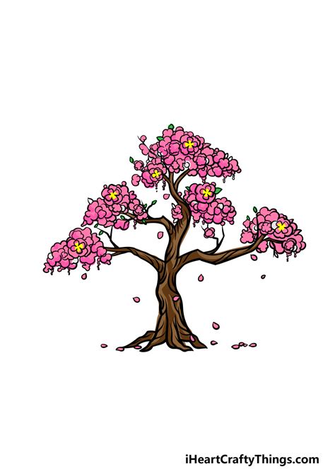 Cherry Blossom Tree Drawing - How To Draw A Cherry Blossom Tree Step By ...