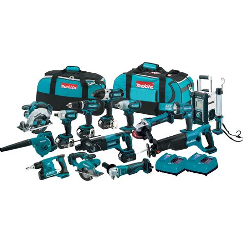 Makita Cordless Combo Kit — 15-Pc. Set, 18 Volt LXT Li-Ion, Model# LXT1500 Combination Power ...