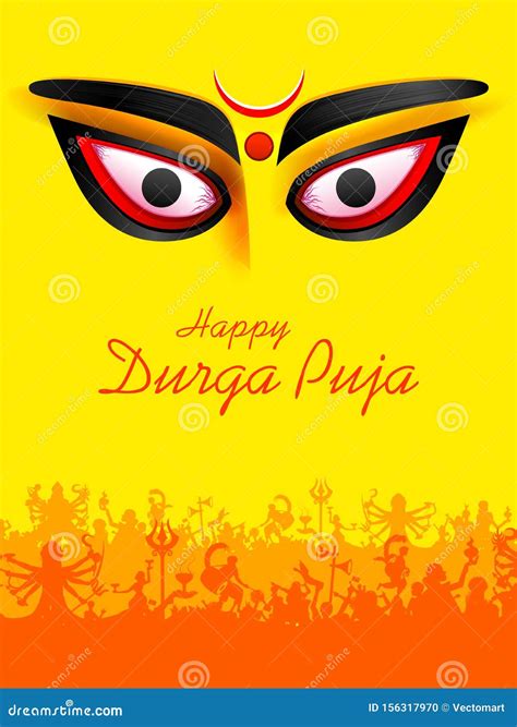 Goddess Durga Face in Happy Durga Puja Subh Navratri Indian Religious Header Banner Background ...