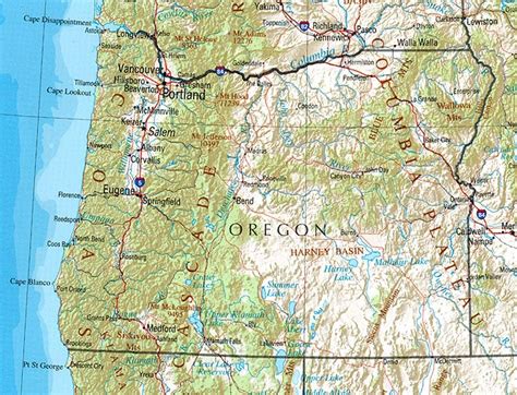 Oregon Physical Map - Full size | Gifex