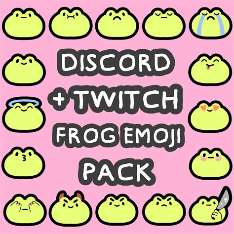 Frog Discord + Twitch Emoji Pack - 75 Unique Froggy Emojis - Cute Server Emoticons - One Size ...