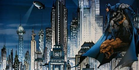 DC Comics : Gotham City Skyline : 100 x 50 cm. Reproduction in ... | Gotham city skyline, Gotham ...