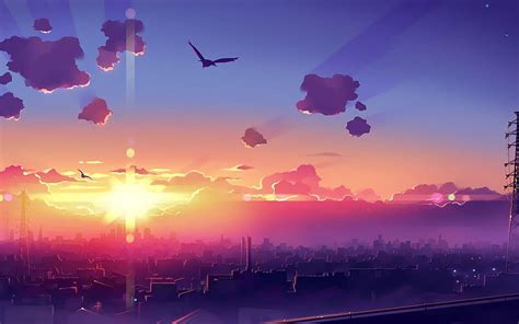 Purple Sunset Anime, Yellow and Purple Sunset HD wallpaper | Pxfuel