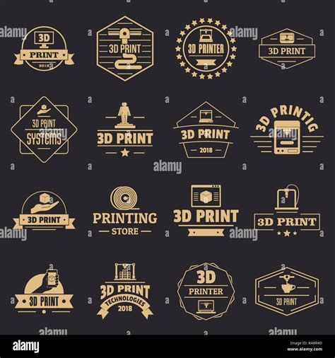 3d printing logo icons set, simple style Stock Vector Image & Art - Alamy