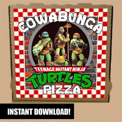 Teenage Mutant Ninja Turtles Pizza Box Label Printable | Etsy