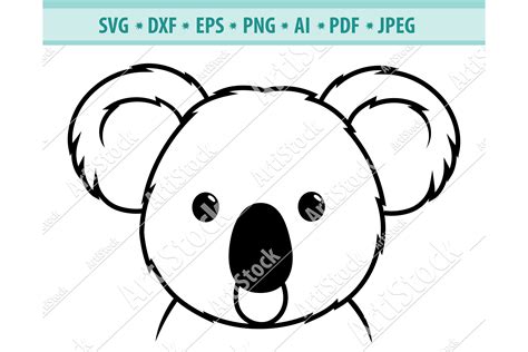 Koala SVG file, Koala Bear Svg, Koala head Png ,Dxf, Eps (548423) | Cut Files | Design Bundles