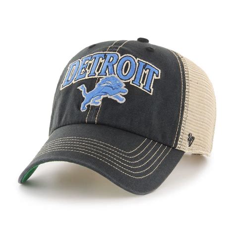 Detroit Lions Tuscaloosa 47 Brand Vintage Black Clean Up Khaki Mesh Snapback Hat | 47 brand ...