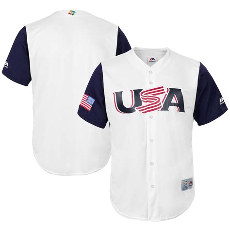 Youth USA Baseball Majestic White/Navy 2017 World Baseball Classic Cool Base Replica Team Jersey