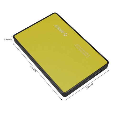 Hard Drive Enclosure 2.5 inch - HDD / SSD - USB3.0 - Metal & Plastic - Yellow - Orico