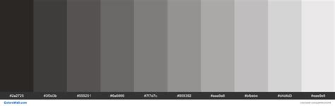 Tints of Bokara Grey color #2A2725 hex | Grey color hex, Color textures, Tints