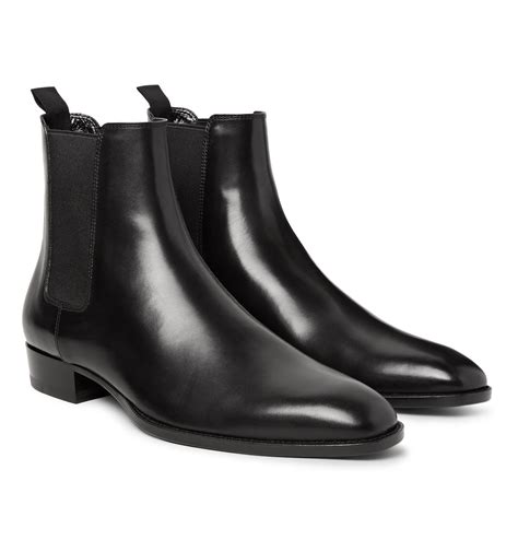 Saint Laurent Polished-leather Chelsea Boots in Black for Men | Lyst