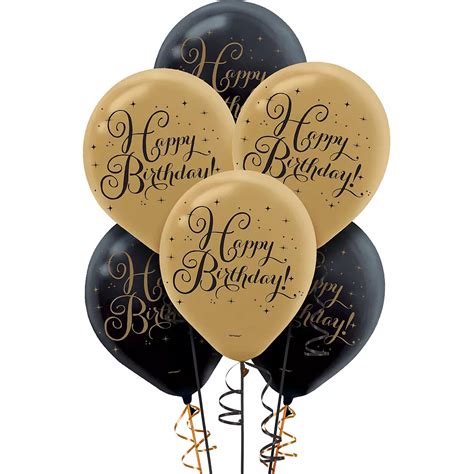 Black & Gold Birthday Balloons 15ct | Party City