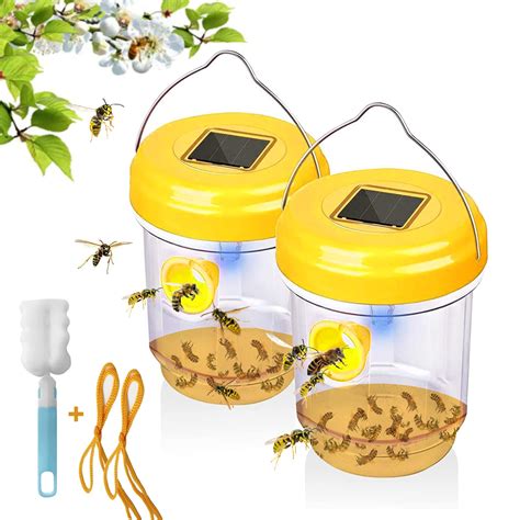 Buy Wasp Trap,2 Pack Solar Powered Wasp Traps Outdoor Hanging,Yellow Jacket Trap,Wasp Traps for ...