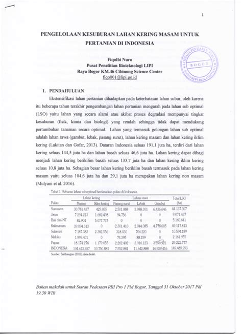 (PDF) PENGELOLAAN KESUBURAN LAHAN KERING MASAM UNTUK PERTANIAN DI INDONESIA