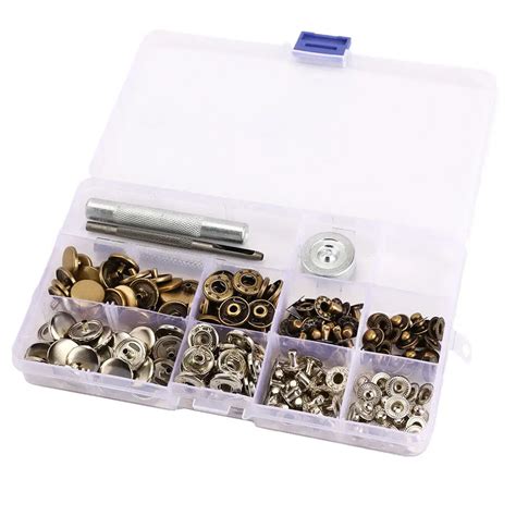 50 pcs Snap Fasteners Kit Metal Snap Buttons Press Studs Clothing Snaps ...