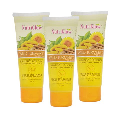 Nutriglow Natural Face Wash for Dry Skin with Turmeric Tan removal and ...