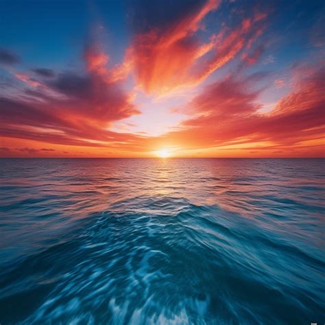 Premium AI Image | Arafed view of a sunset over the ocean with a boat in the distance generative ai