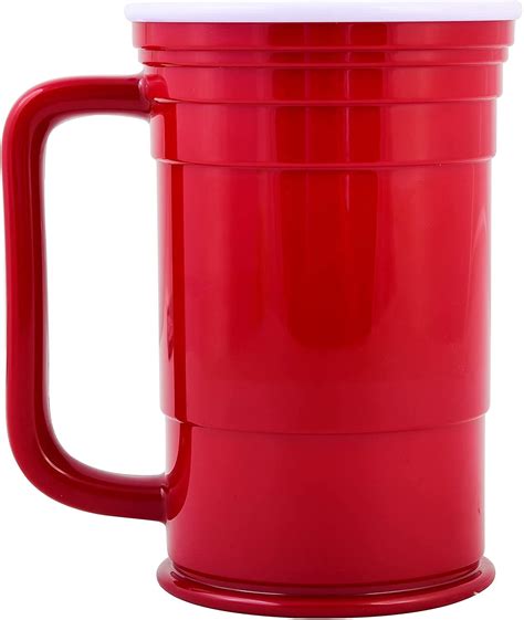 Red Cup Living Reusable Plastic Coffee Mug and Beer Cup - Big 24 oz Red Plastic Mugs with ...