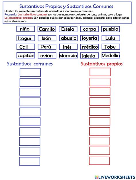 Ejercicio pdf online de sustantivos propios y comunes – Artofit