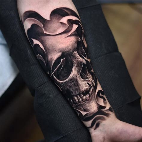 Black and Grey Skull by Travis Greenough: TattooNOW