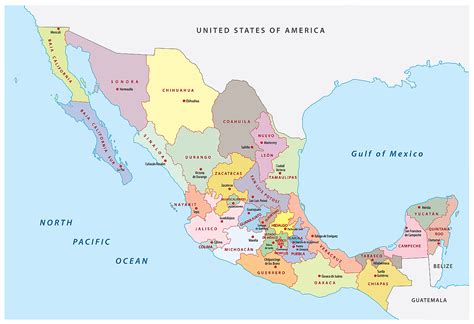 Mexico Map With States And Capitals