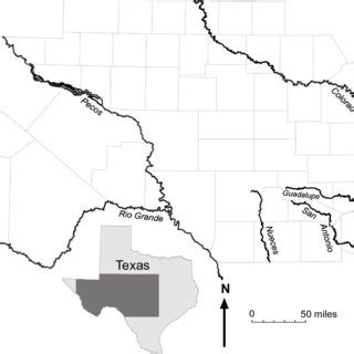 Location of major rivers in the Edwards Plateau area. | Download ...