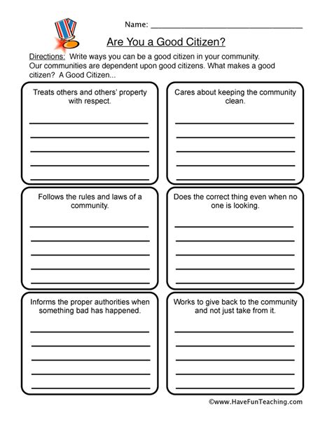 Good Citizenship Worksheet - Have Fun Teaching