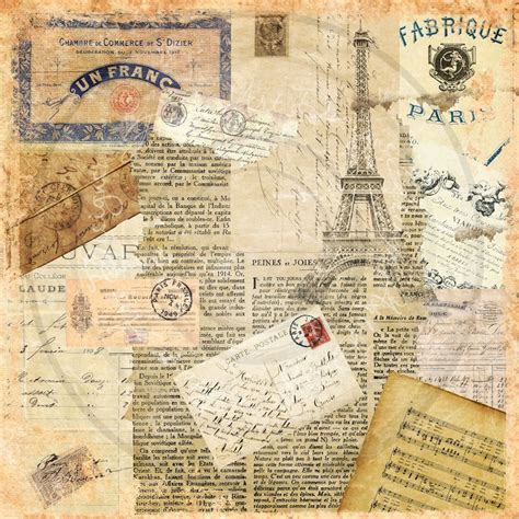 French Collage Scrapbook Paper Vintage Ephemera Instant Digital Download 12 X 12 - Etsy