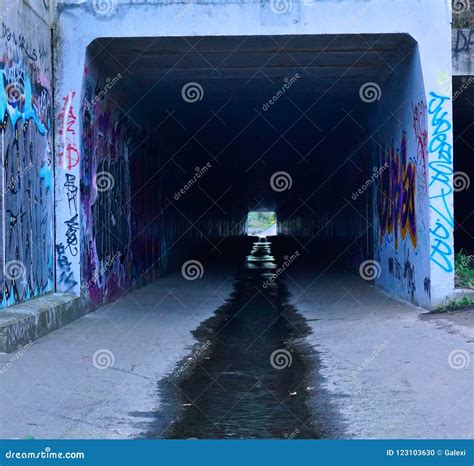 Dark abandoned tunnel editorial image. Image of background - 123103630