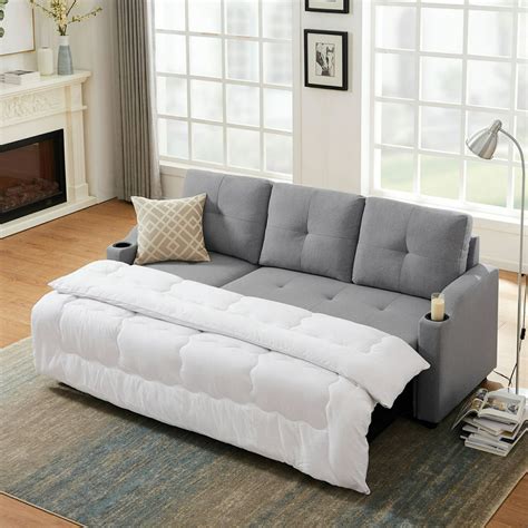 Sleeper Sofa Bed Reversible Sectional Couch with Storage Chaise and Two ...