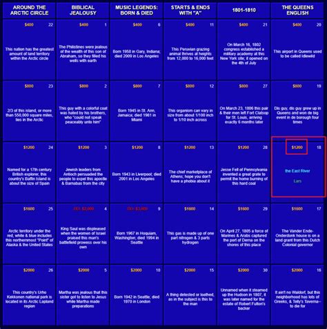 Jeopardy Questions And Answers Printable